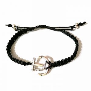 Bratara neagra impletita cu simbol ancora