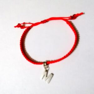 Bratara rosie impletita litera M inox