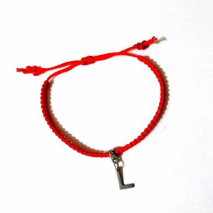 Bratara rosie impletita litera L inox