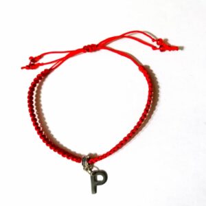 Bratara rosie impletita litera P inox