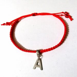 Bratara rosie impletita cu litera A inox