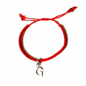 Bratara rosie impletita cu litera G inox