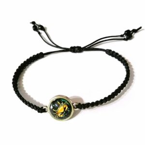 Bratara neagra impletita cu cabochon zodia rac