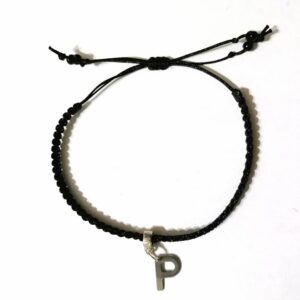 Bratara neagra impletita cu litera P din inox