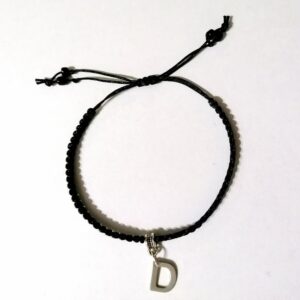 Bratara neagra impletita litera D inox