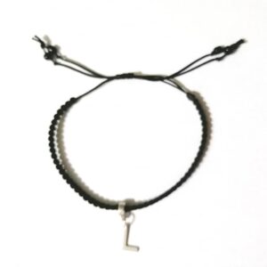 Bratara neagra impletita cu litera L din inox