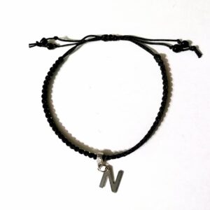 Bratara neagra impletita cu litera N din inox