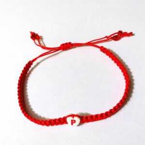 Bratara rosie impletita cu litera P