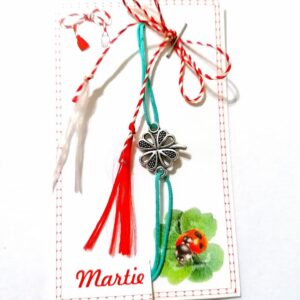 Martisor bratara turcoaz cu trifoi