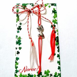 Martisor bratara rosie cu pisicuta