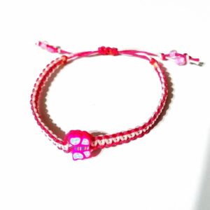 Bratara impletita alb-roz cu fluturas