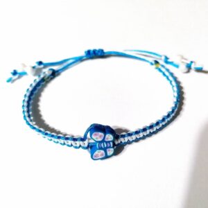 Bratara impletita alb-albastra cu fluturas