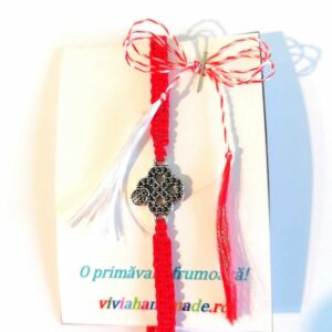 Bratara rosie cu trifoi si buburuza