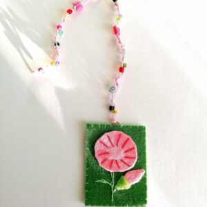 Semn de carte cu crizantemă roz