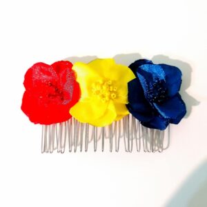 Pieptene decorativ cu flori tricolore