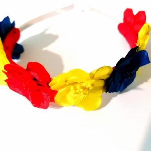 Diadema cu flori tricolore